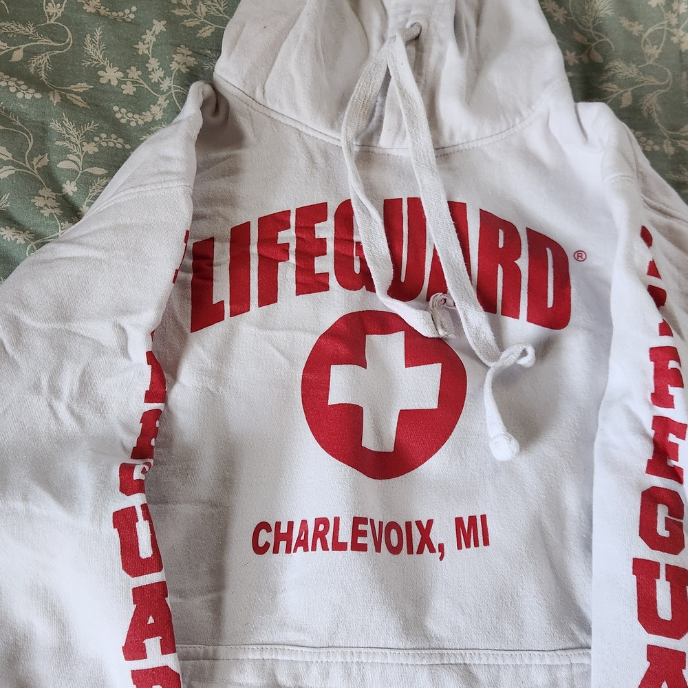 Lifeguard Women's White and Red Hoodie